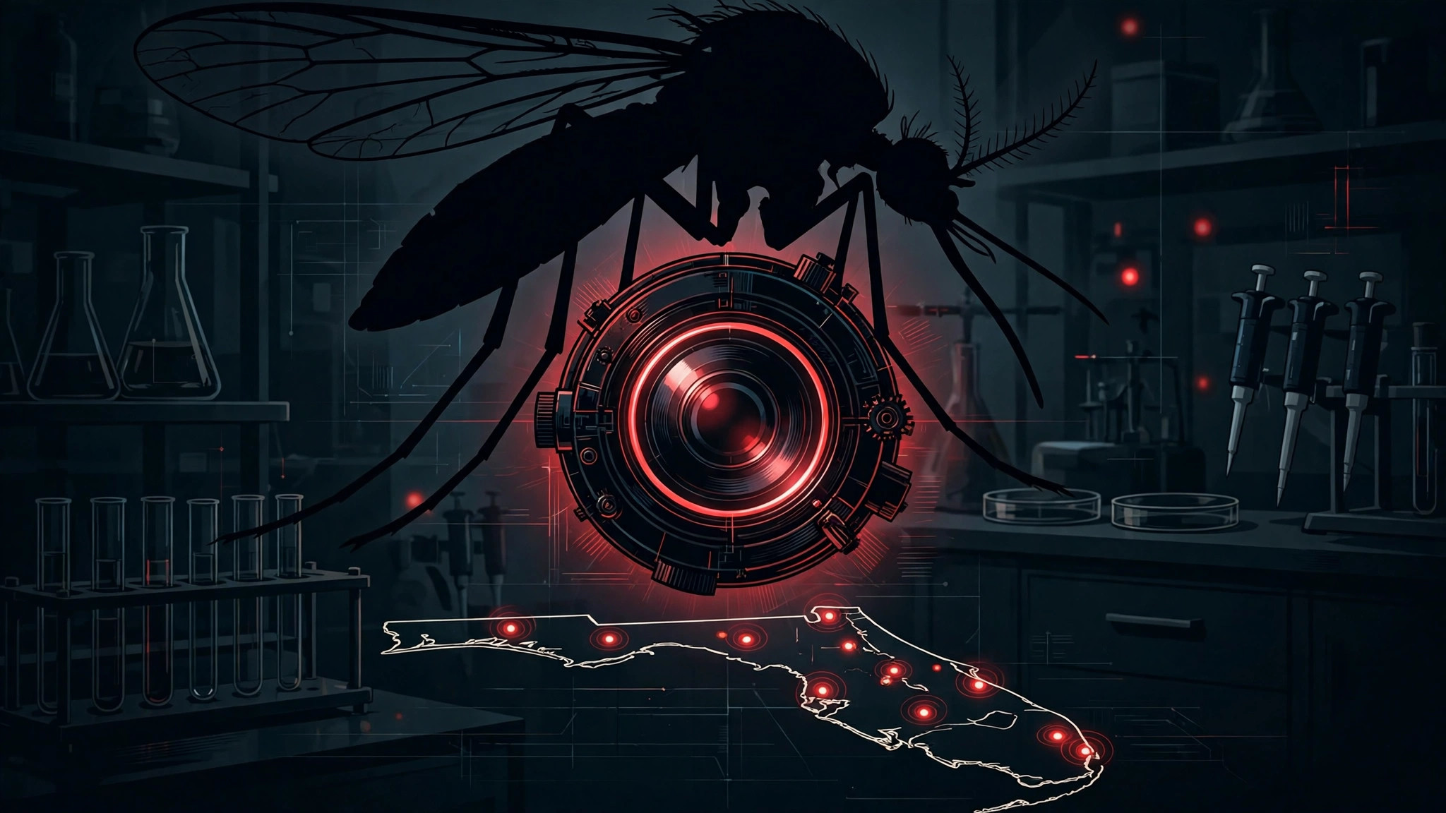 Trabajador de salud pública fumigando contra mosquitos en una zona residencial de Florida